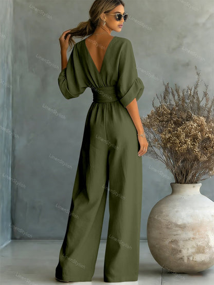 Essential V-neck Waist Jumpsuit