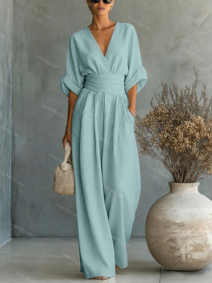 Essential V-neck Waist Jumpsuit