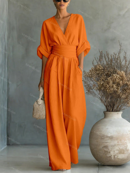 Essential V-neck Waist Jumpsuit