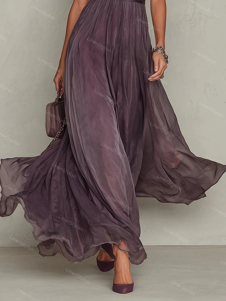 Elegant High Neck Lace Stitching Elegant Chiffon Dress