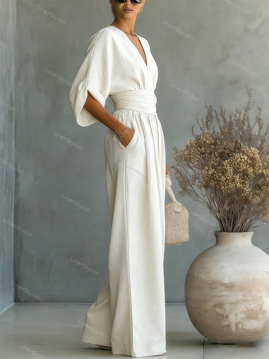 Essential V-neck Waist Jumpsuit