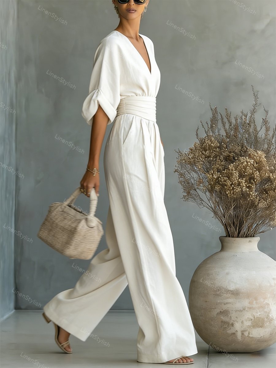 Essential V-neck Waist Jumpsuit
