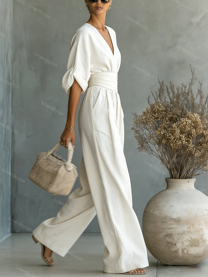 Essential V-neck Waist Jumpsuit